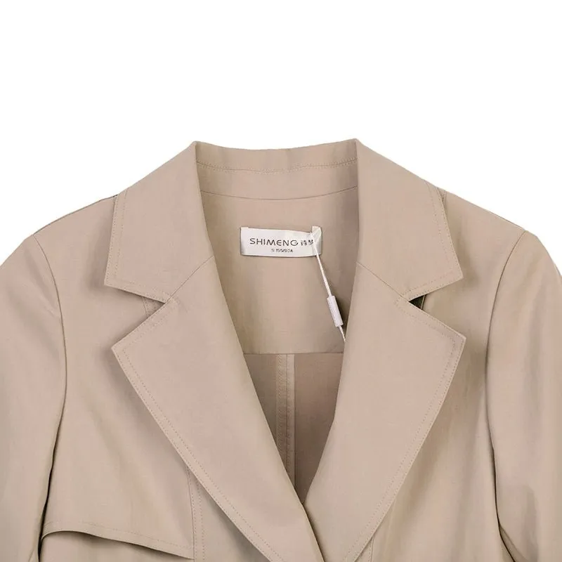 Camel Short Double Breasted Trench Coats