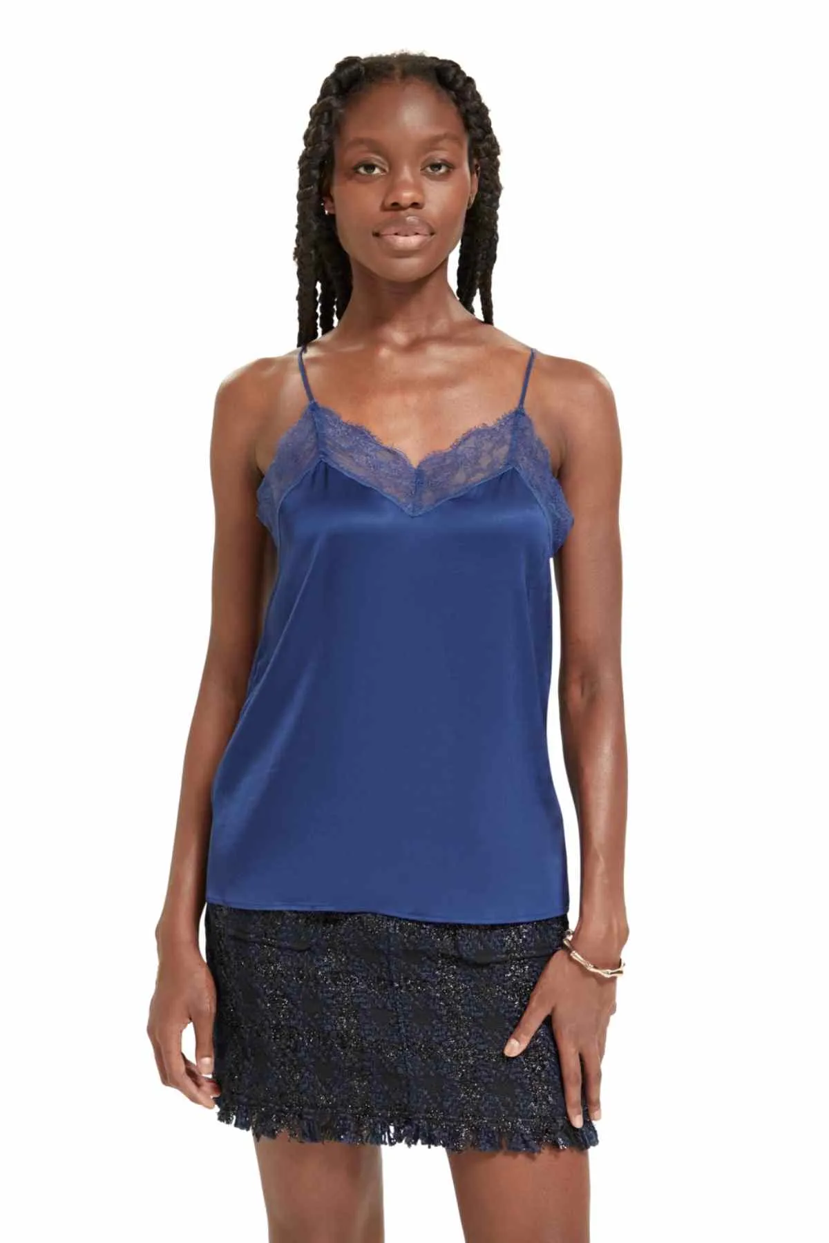 CAMISOLE LACE TRIM DUTCH BLUE