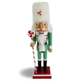 Candy Cane Green Peppermint Nutcracker White Fur Hat 10 Inch