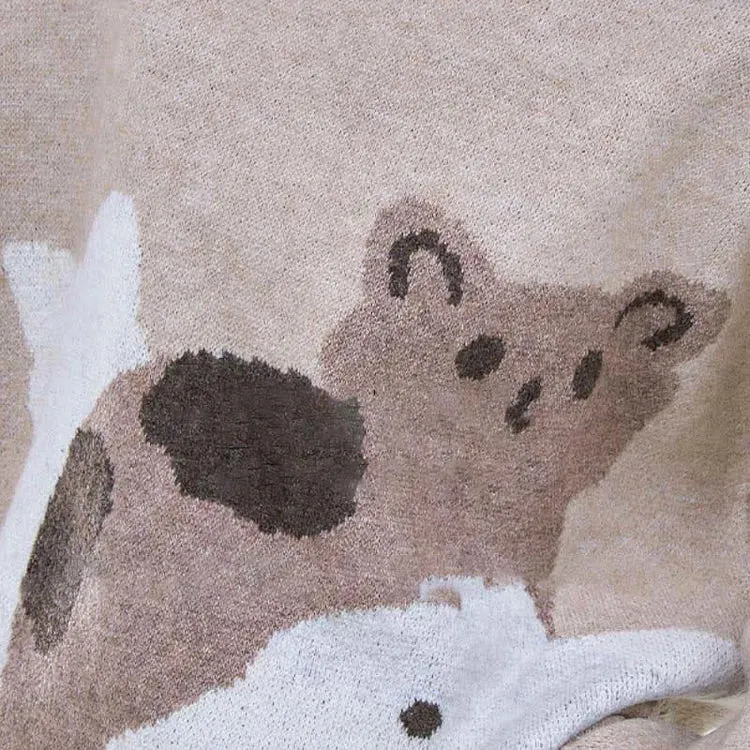 Cartoon Cat Print Casual Sweater