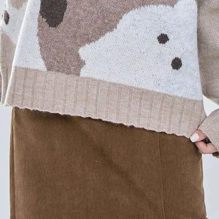 Cartoon Cat Print Casual Sweater