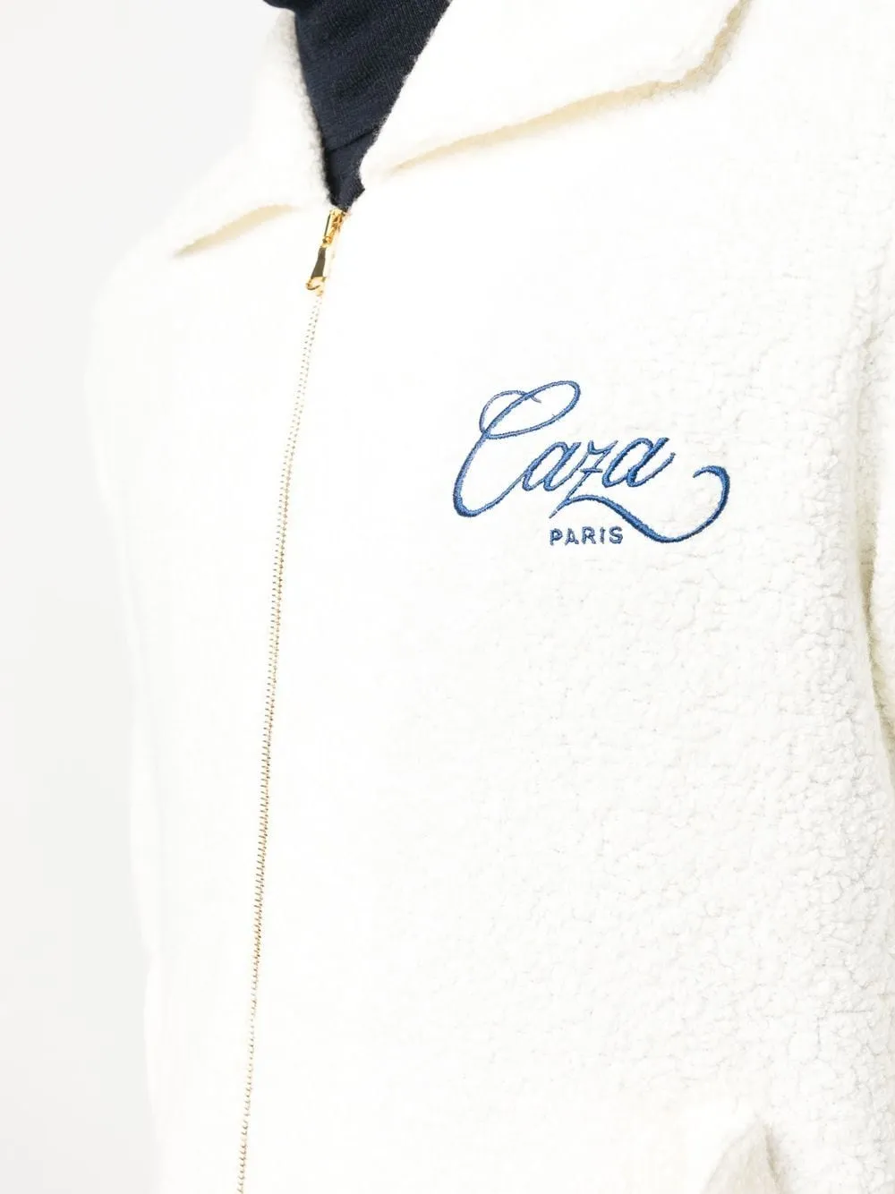 CASABLANCA Logo-embroidered zip-front jacket Off-White