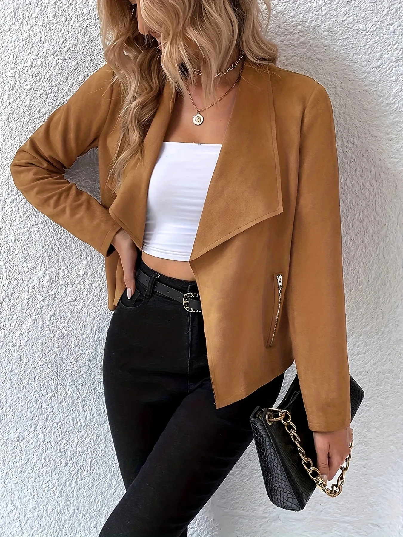 Chic Bomber Jacket for Women - Durable, Easy-Care, Vintage Style with Pockets, Ideal for Fall & Winter