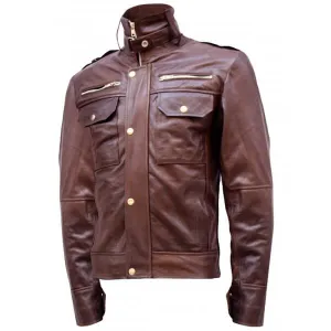 Chocolate Brown Leather Jacket Men