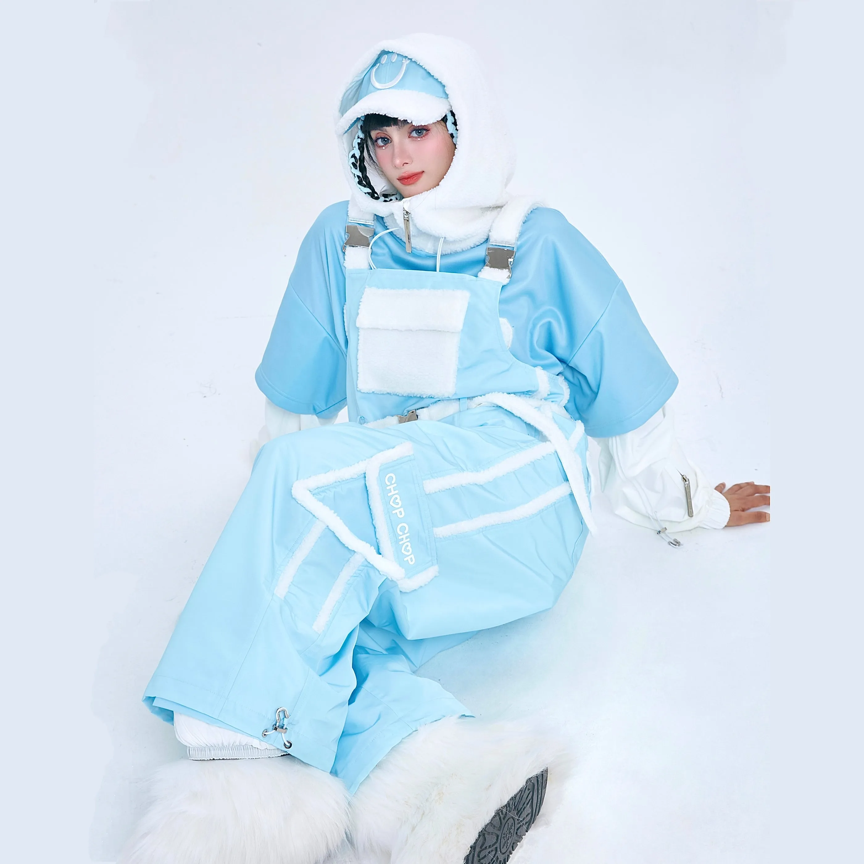 CHOPCHOP Candy Pop Fluffy Snow Bibpants and Hoodie