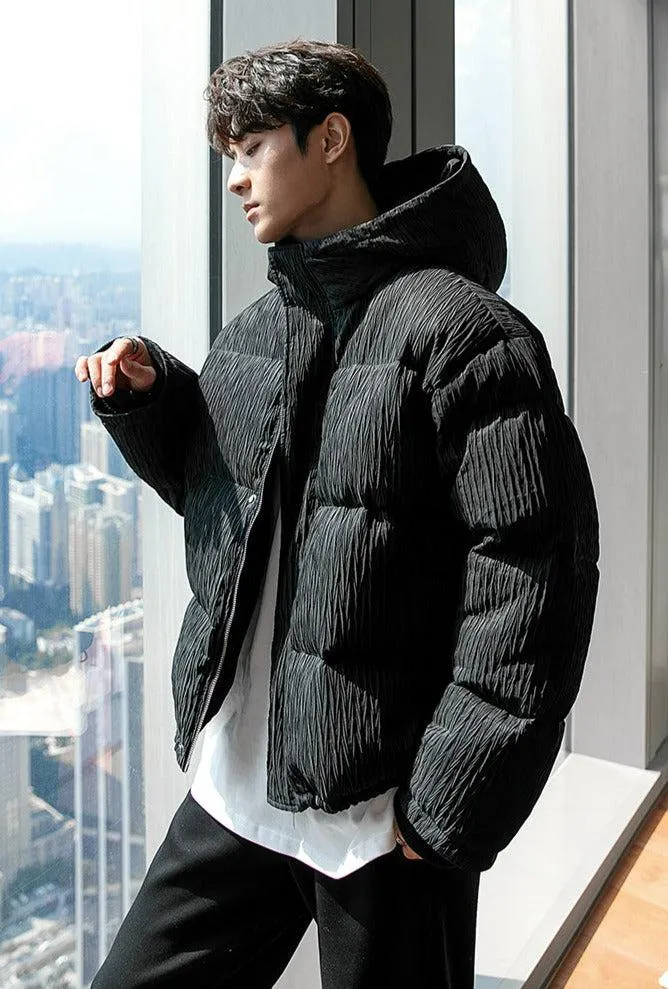 Chuan Solid Symmetry Puff Hoodie