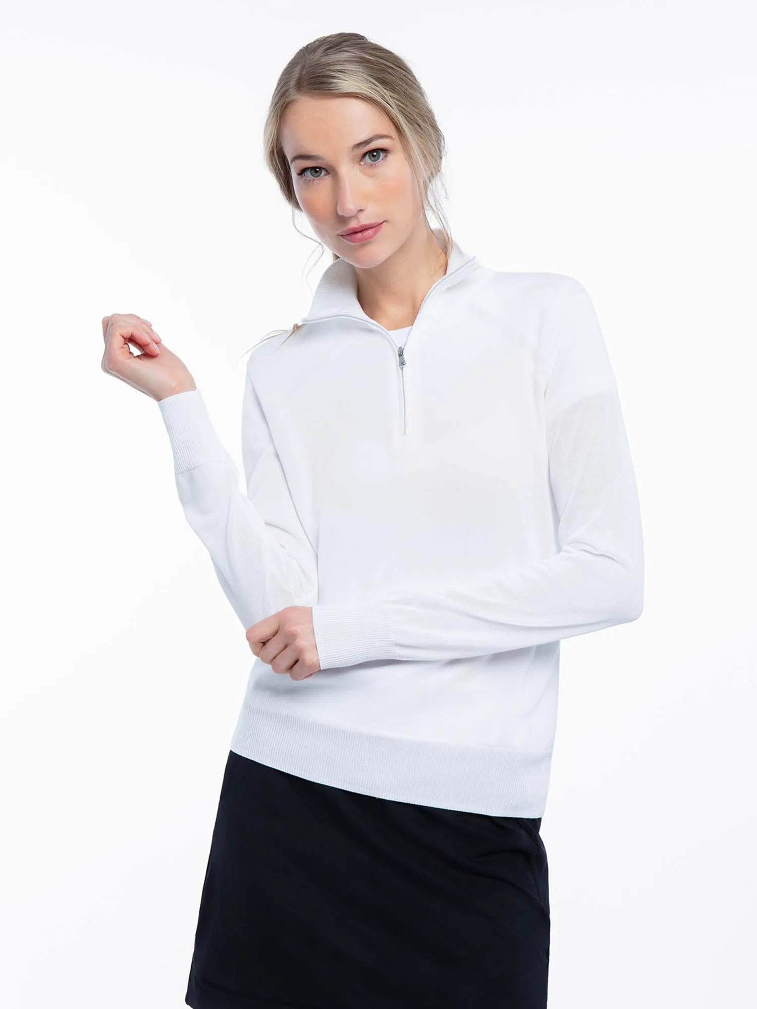 Classic Quarter Zip Sweater - White