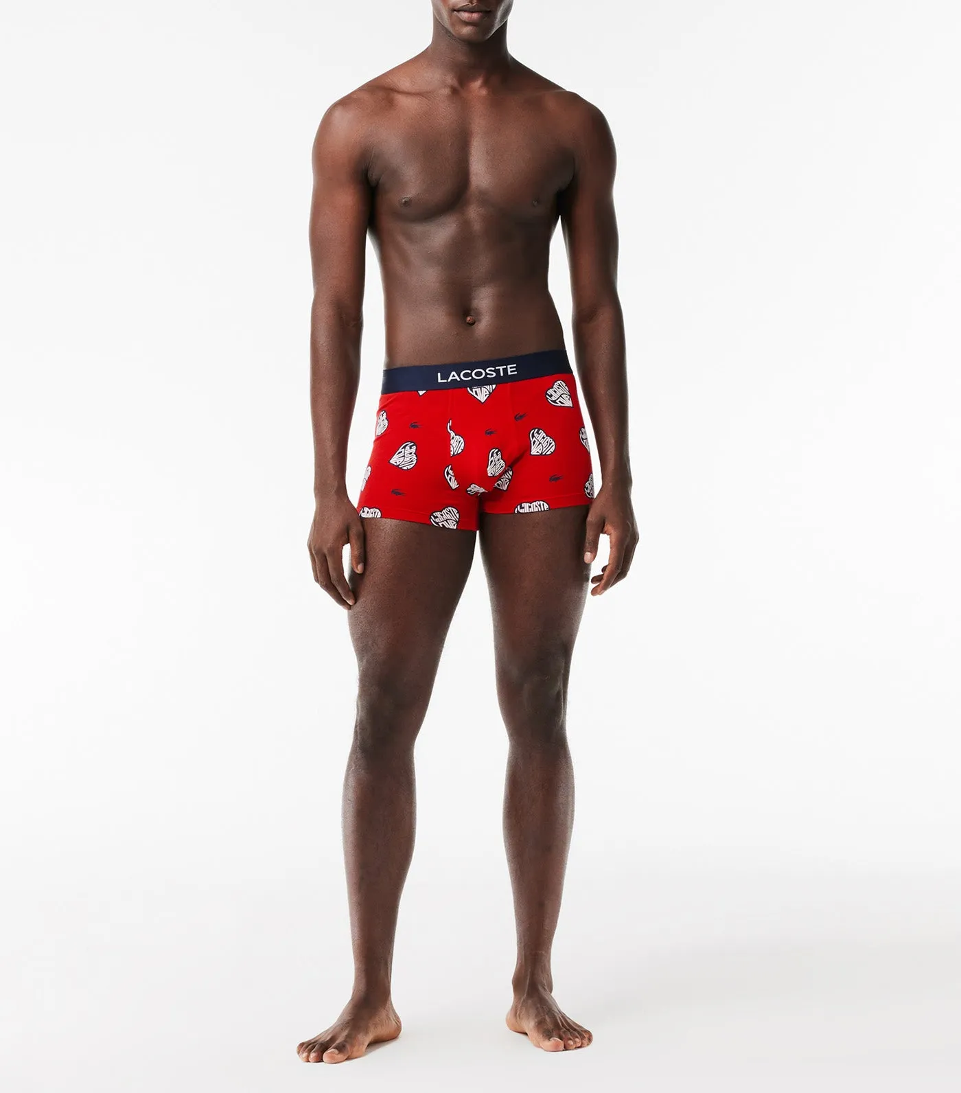 Contrast Print And Waistband Trunks Red/White-Navy Blue