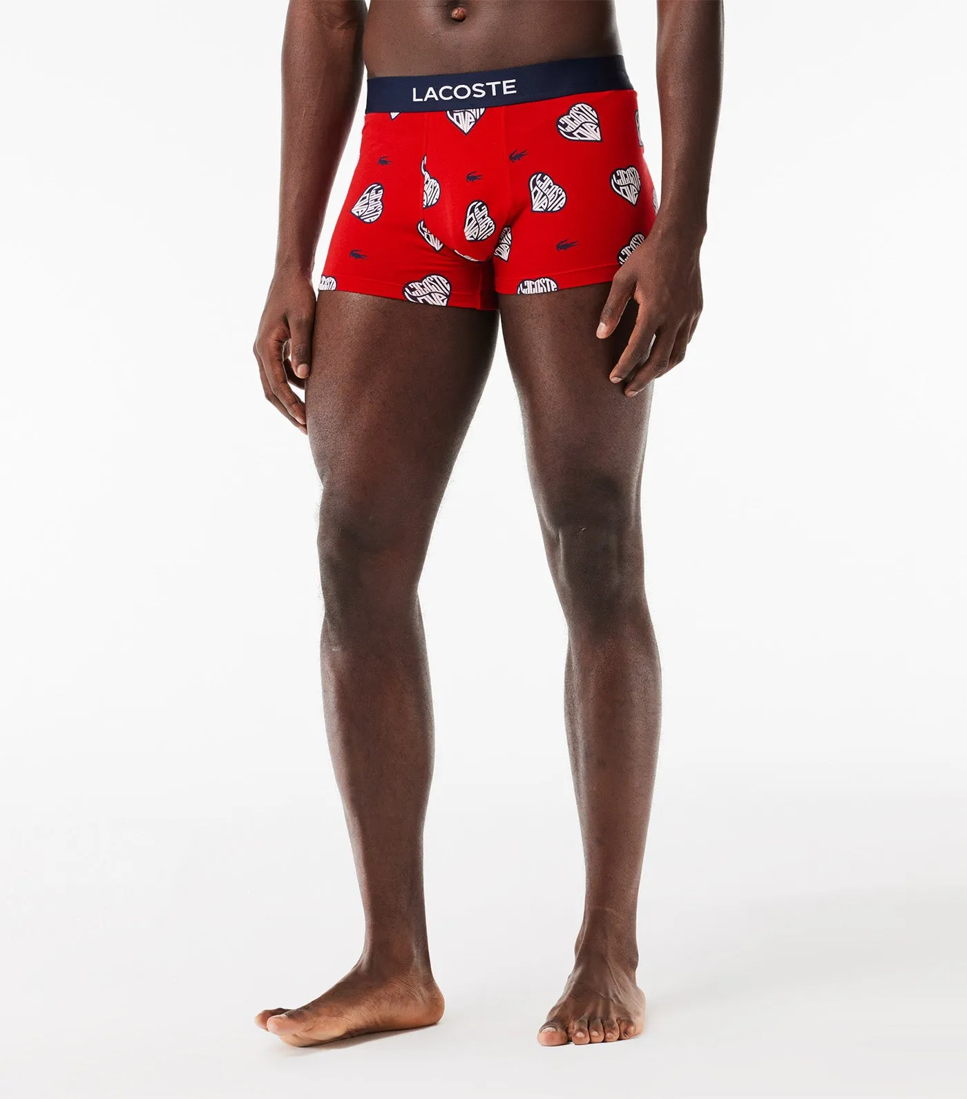 Contrast Print And Waistband Trunks Red/White-Navy Blue