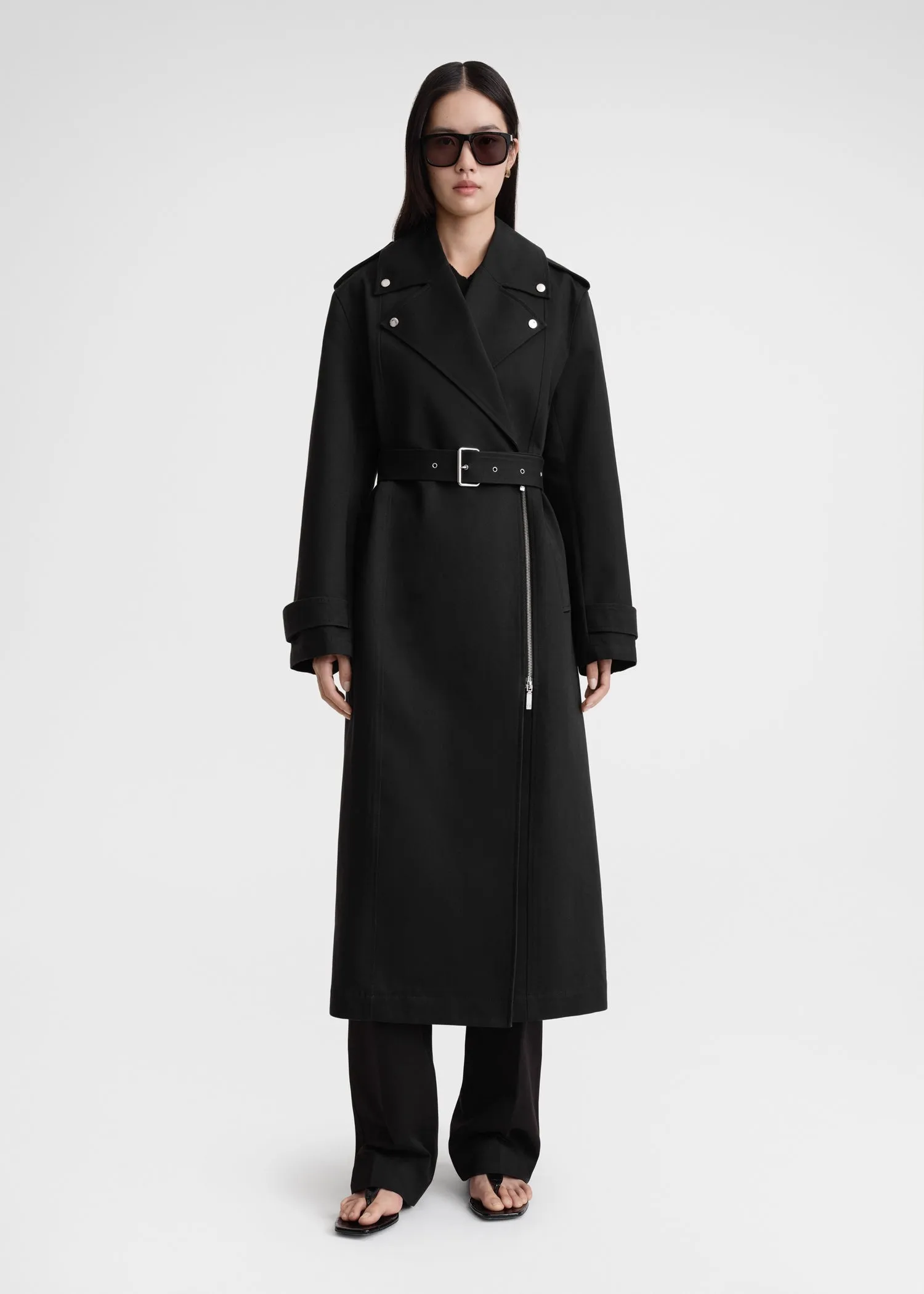 Cotton biker trench black