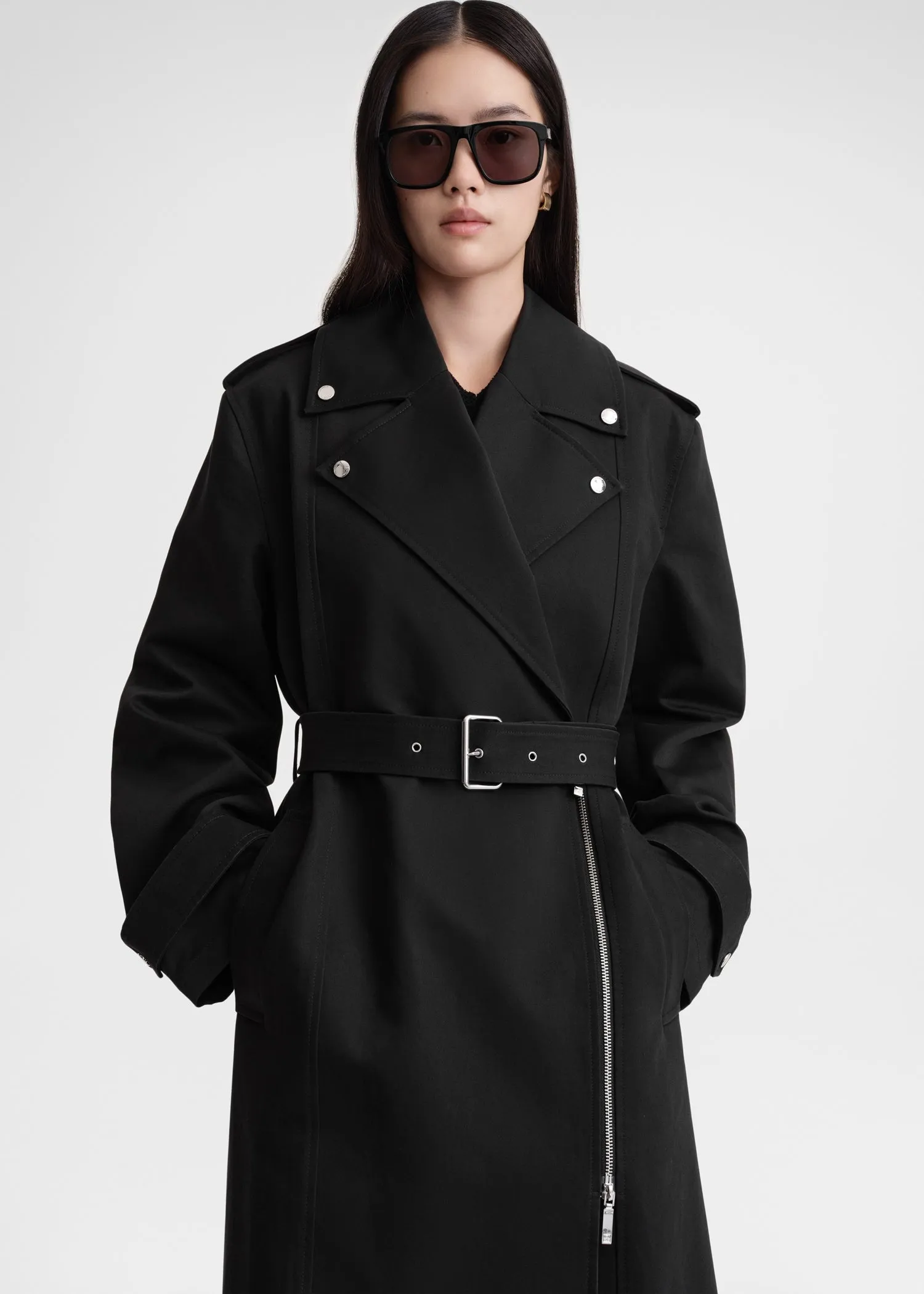 Cotton biker trench black