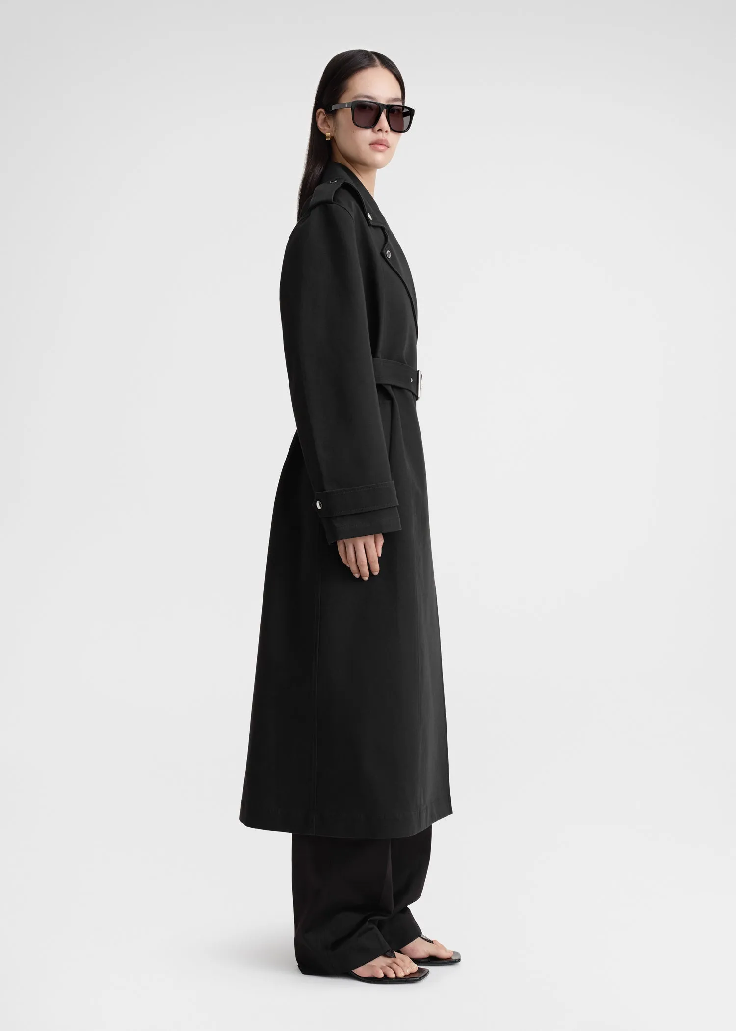 Cotton biker trench black