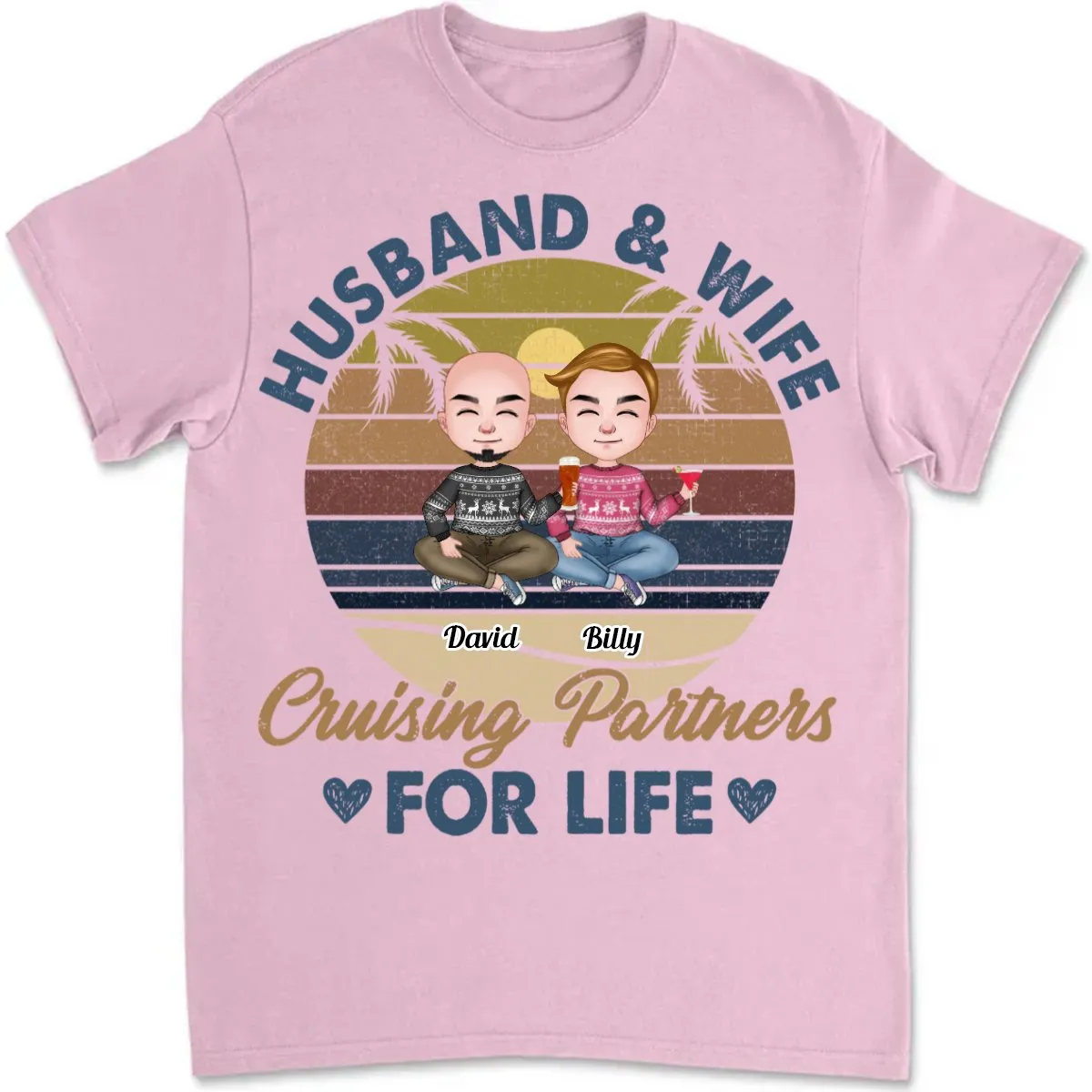 Couple - Husband And Wife Cruising Partners For Life - Personalized Unisex T-shirt