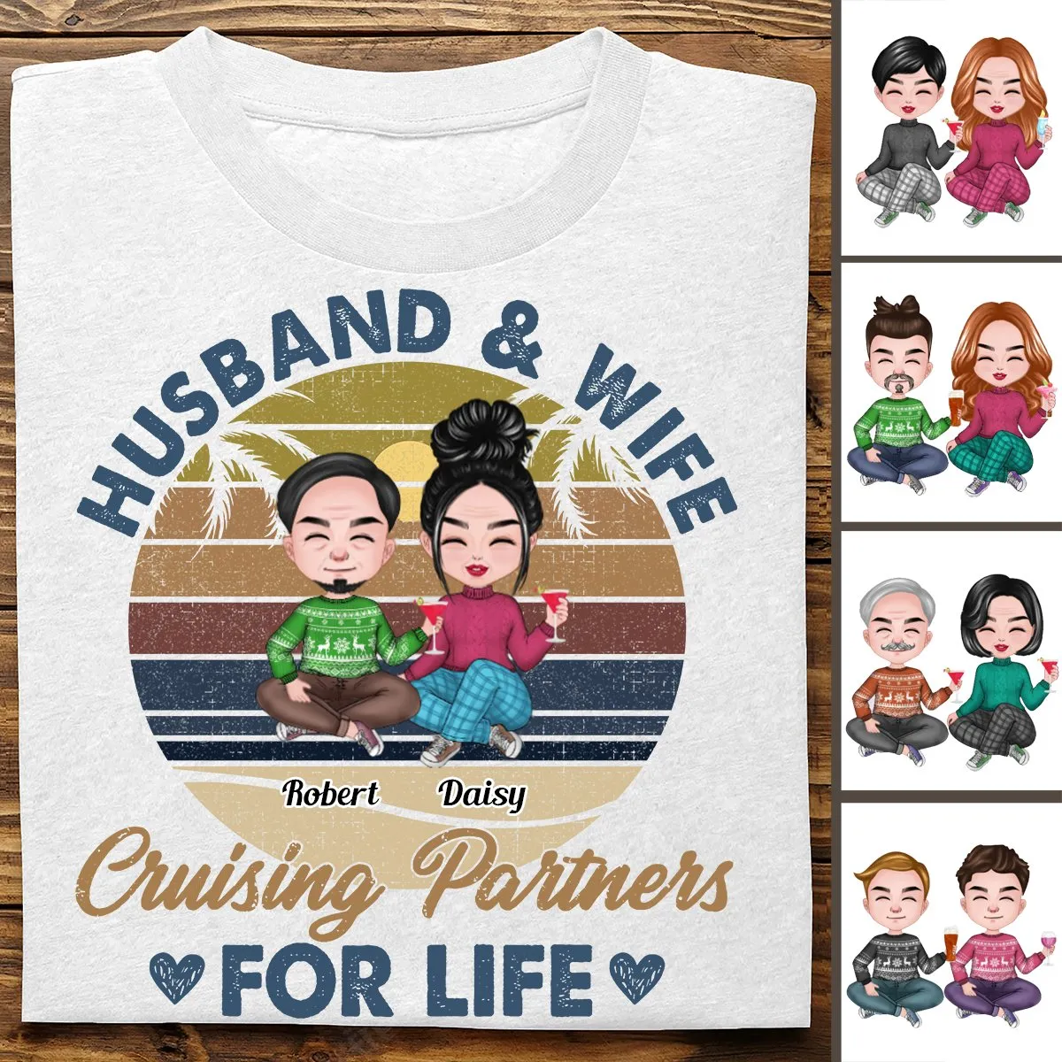 Couple - Husband And Wife Cruising Partners For Life - Personalized Unisex T-shirt