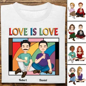 Couple - Love Is Love Window Pride Month - Personalized Unisex T-shirt, Hoodie, Sweatshirt