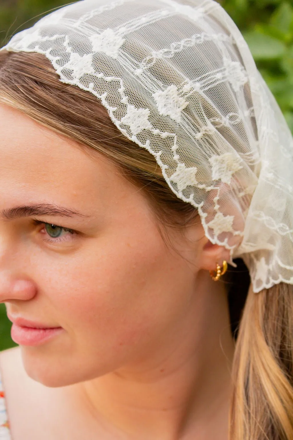 Cream Lace Hair Scarf