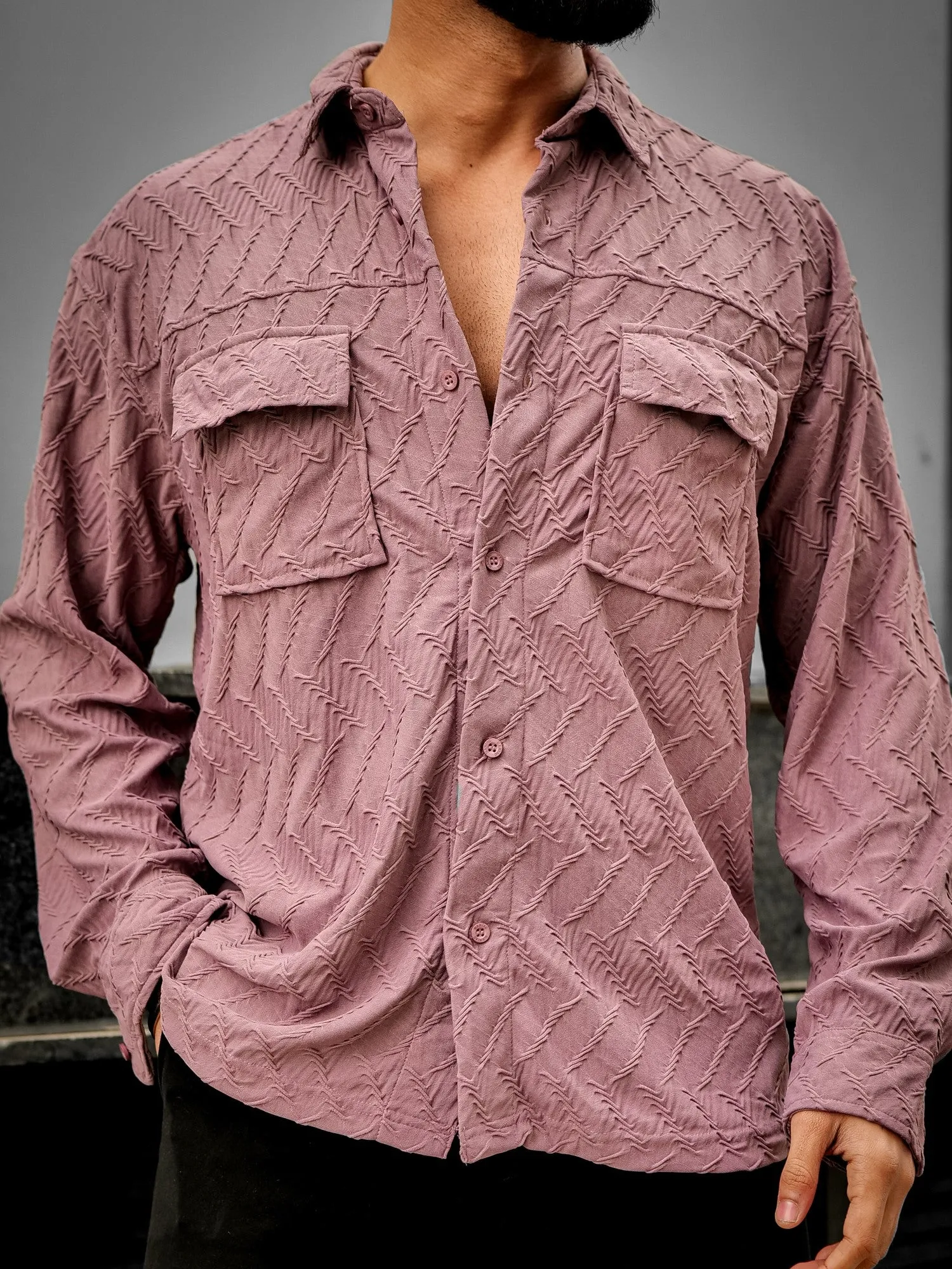 Creased Dusty Pink Full Sleeve Shirt