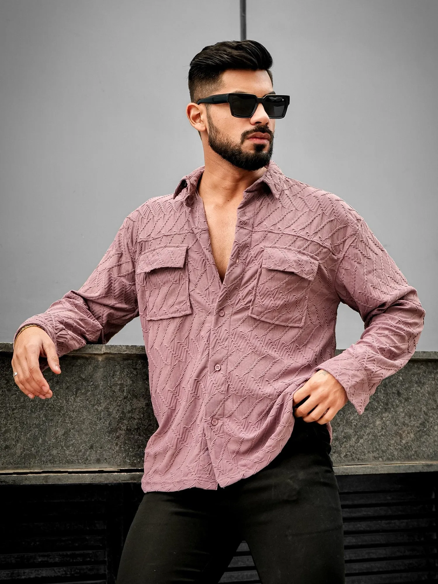 Creased Dusty Pink Full Sleeve Shirt