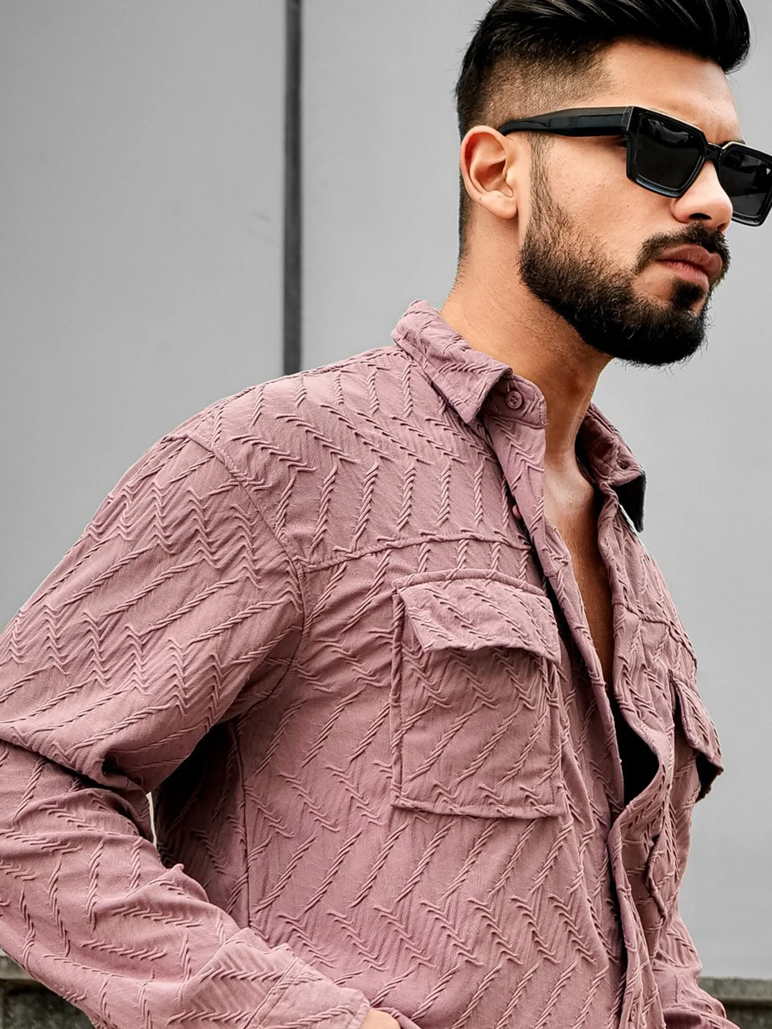 Creased Dusty Pink Full Sleeve Shirt