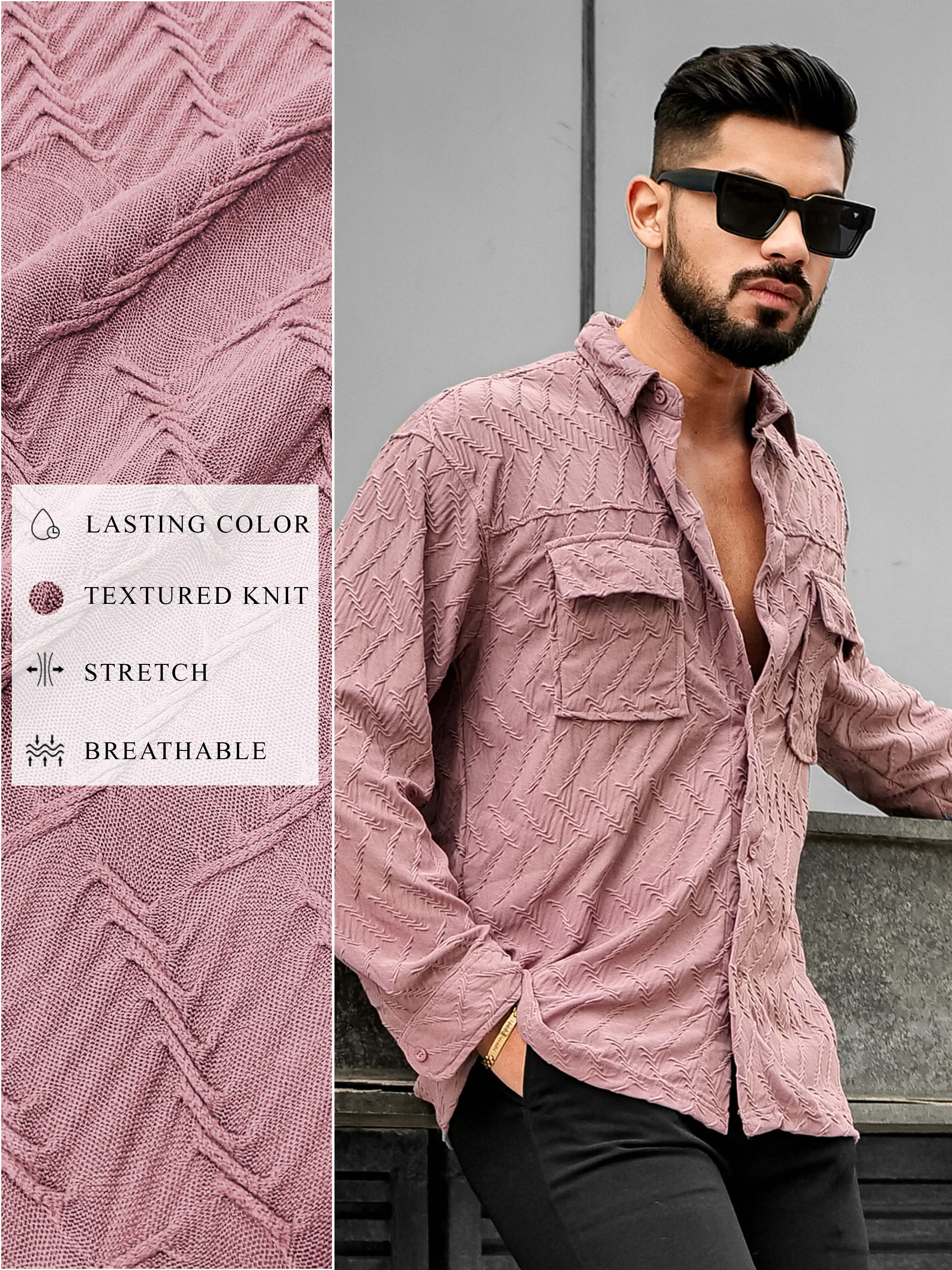 Creased Dusty Pink Full Sleeve Shirt