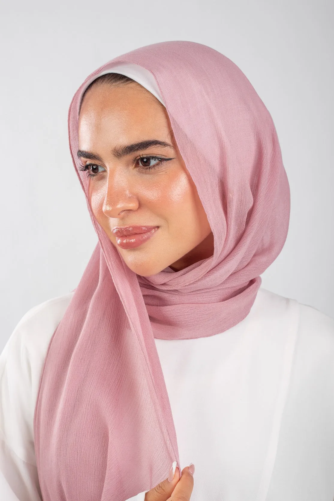 Crinkle Modal Hijab - Blush pink