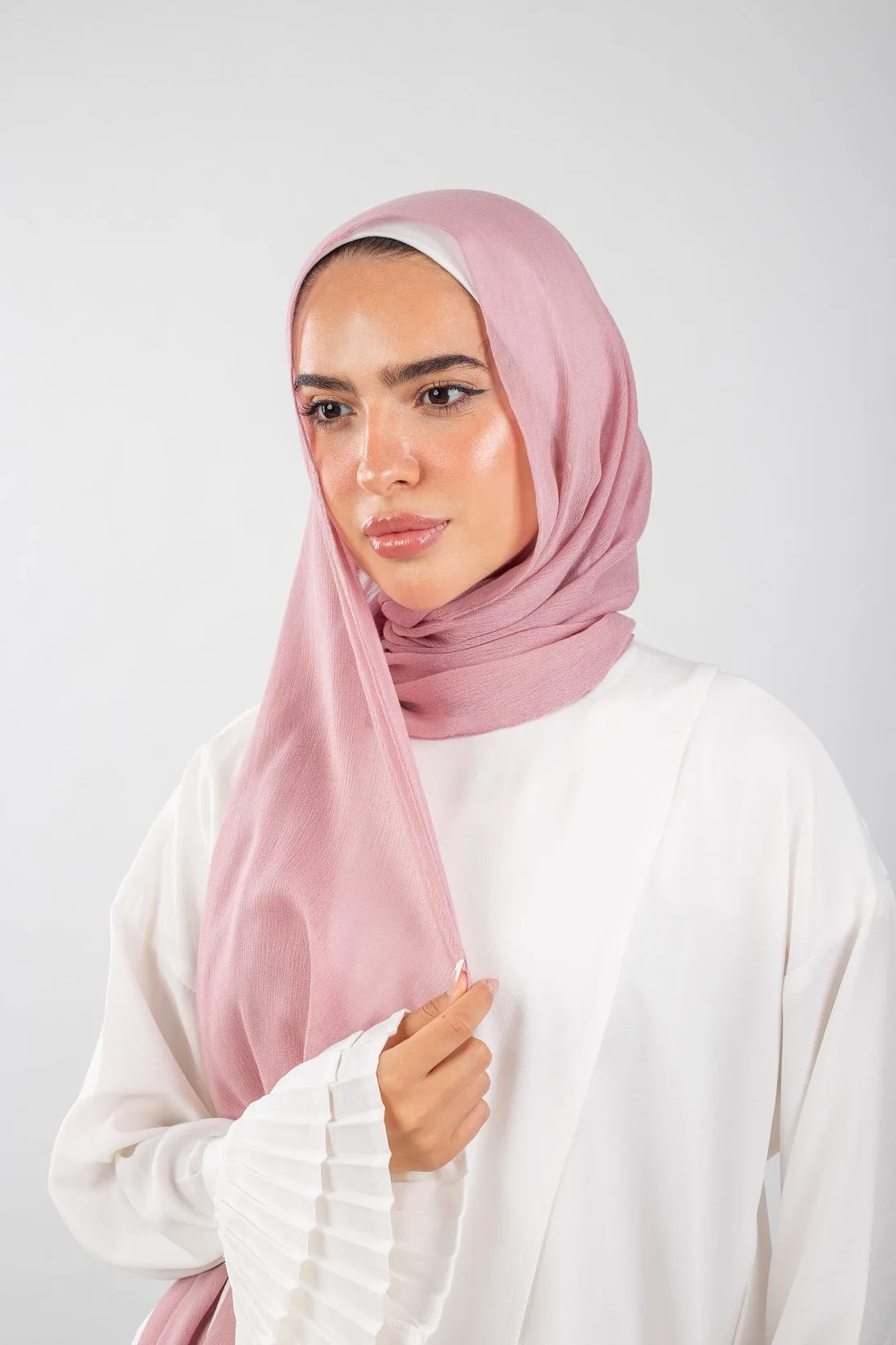 Crinkle Modal Hijab - Blush pink