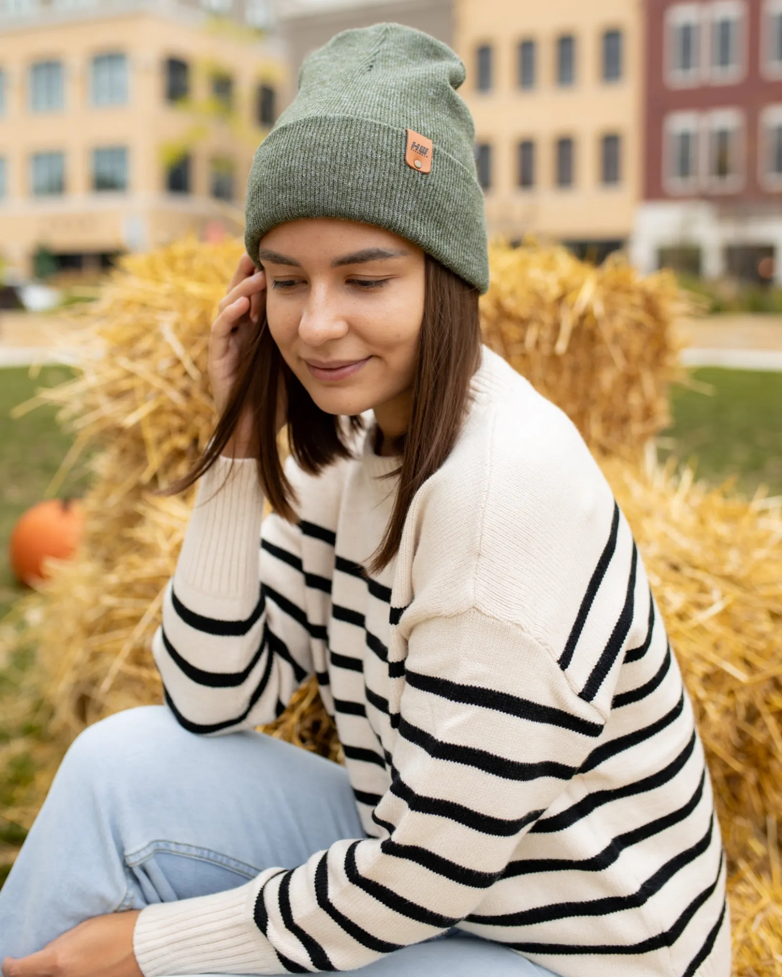 CTD104 HAAKWEAR Knit Cuffed Beanie / Hat - Forest Green, Made in USA