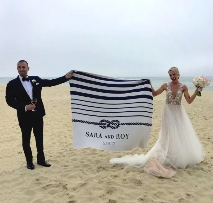 Custom Bride And Groom Nautical Eco-Conscious Throw