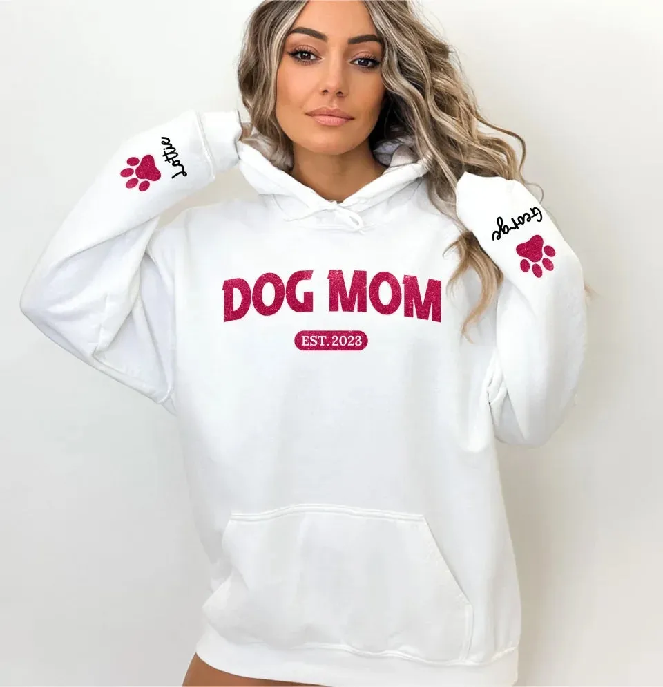 Custom Dog Mom, Cat Mom, Fur Mom Glitter Hoodie