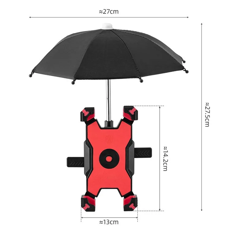 CYCLINGBOX Bicycle Mobile Phone Bracket With Parasol Rider Mobile Phone Frame, Style: Rearview Mirror Installation (Red)