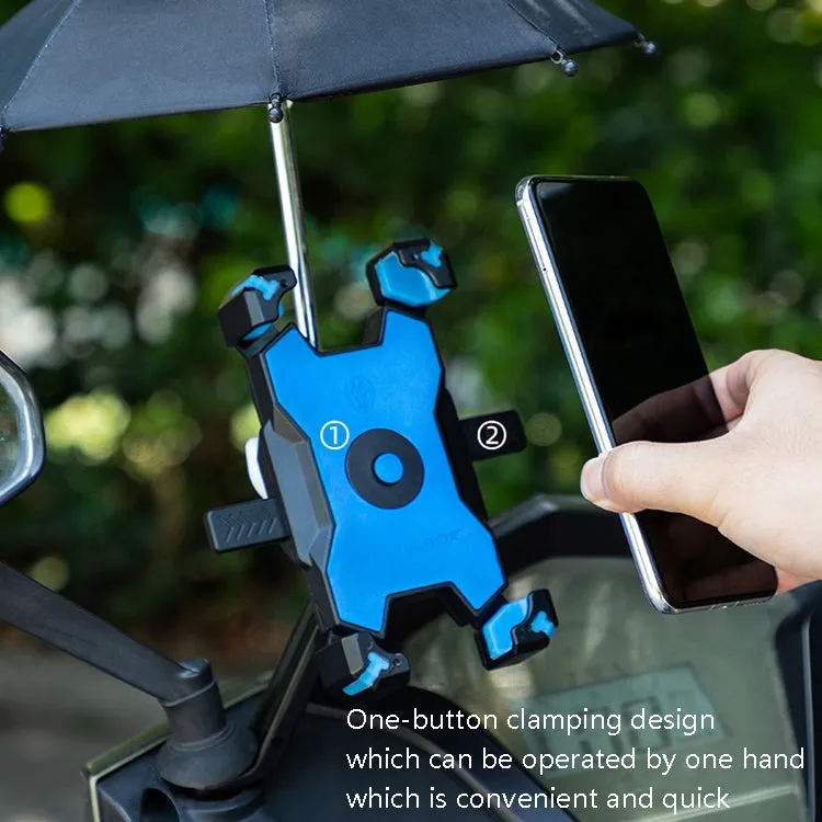 CYCLINGBOX Bicycle Mobile Phone Bracket With Parasol Rider Mobile Phone Frame, Style: Rearview Mirror Installation (Red)