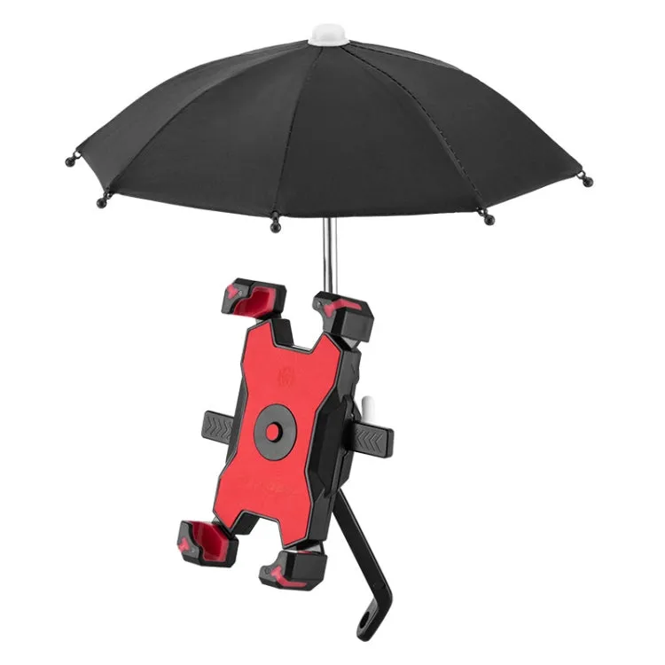 CYCLINGBOX Bicycle Mobile Phone Bracket With Parasol Rider Mobile Phone Frame, Style: Rearview Mirror Installation (Red)