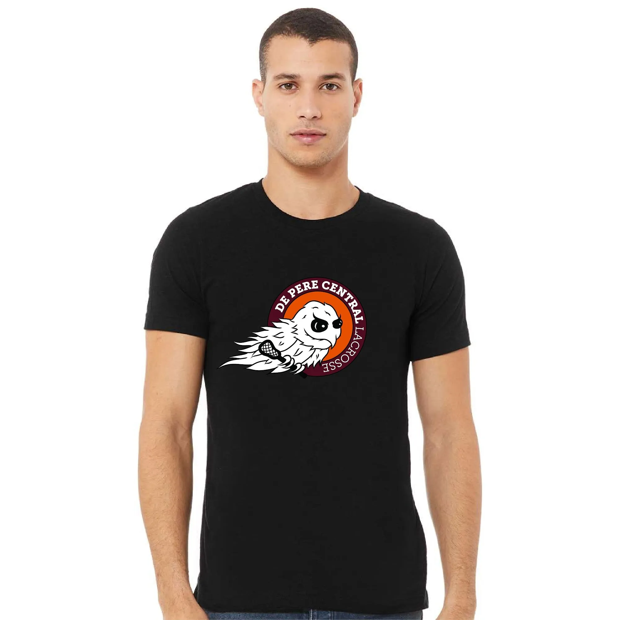 De Pere Central Lacrosse Ghostbirds Logo - Black T-Shirt