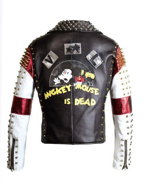 Dead Handmade Multi Color Studded Patches Leather Jacket