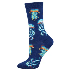 Deep Sea Jellies (Blue) Women's Bamboo Crew