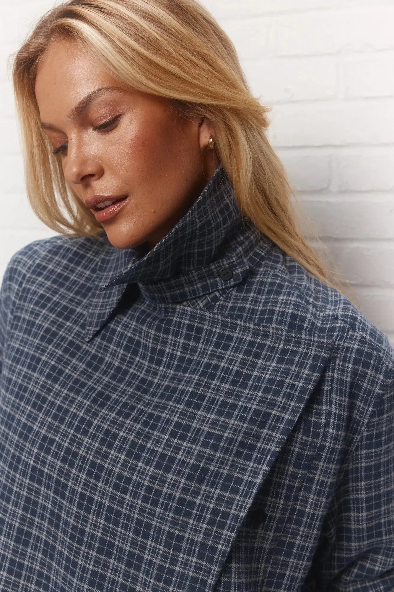 Dimitri | Manteau plaid bleu foncé