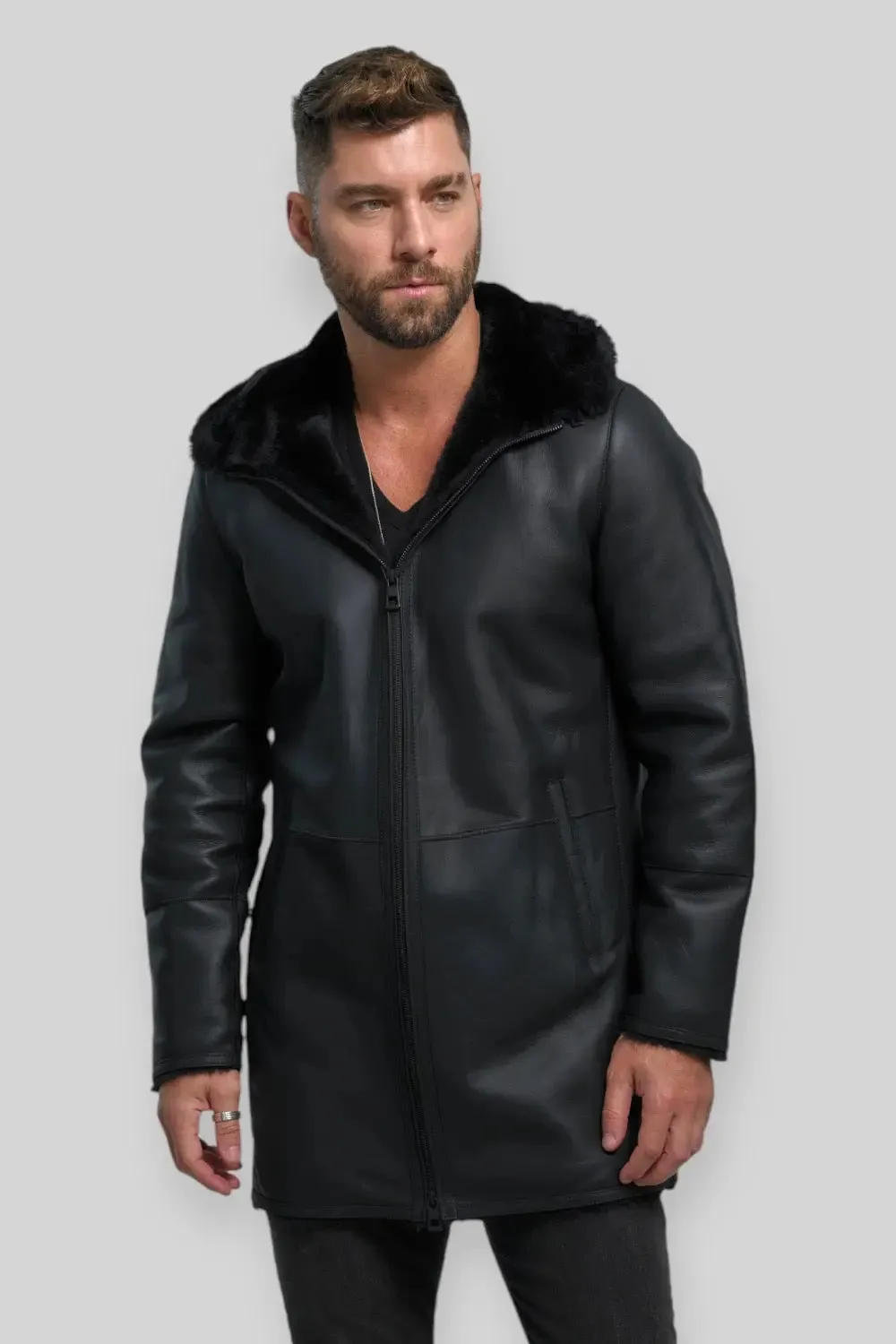 Domenico Sheepskin Leather Coat