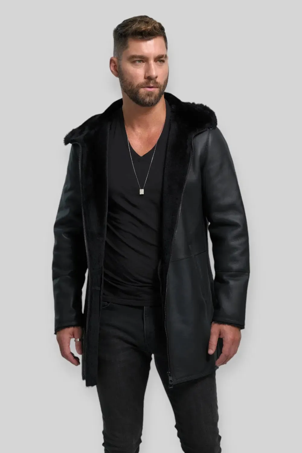 Domenico Sheepskin Leather Coat