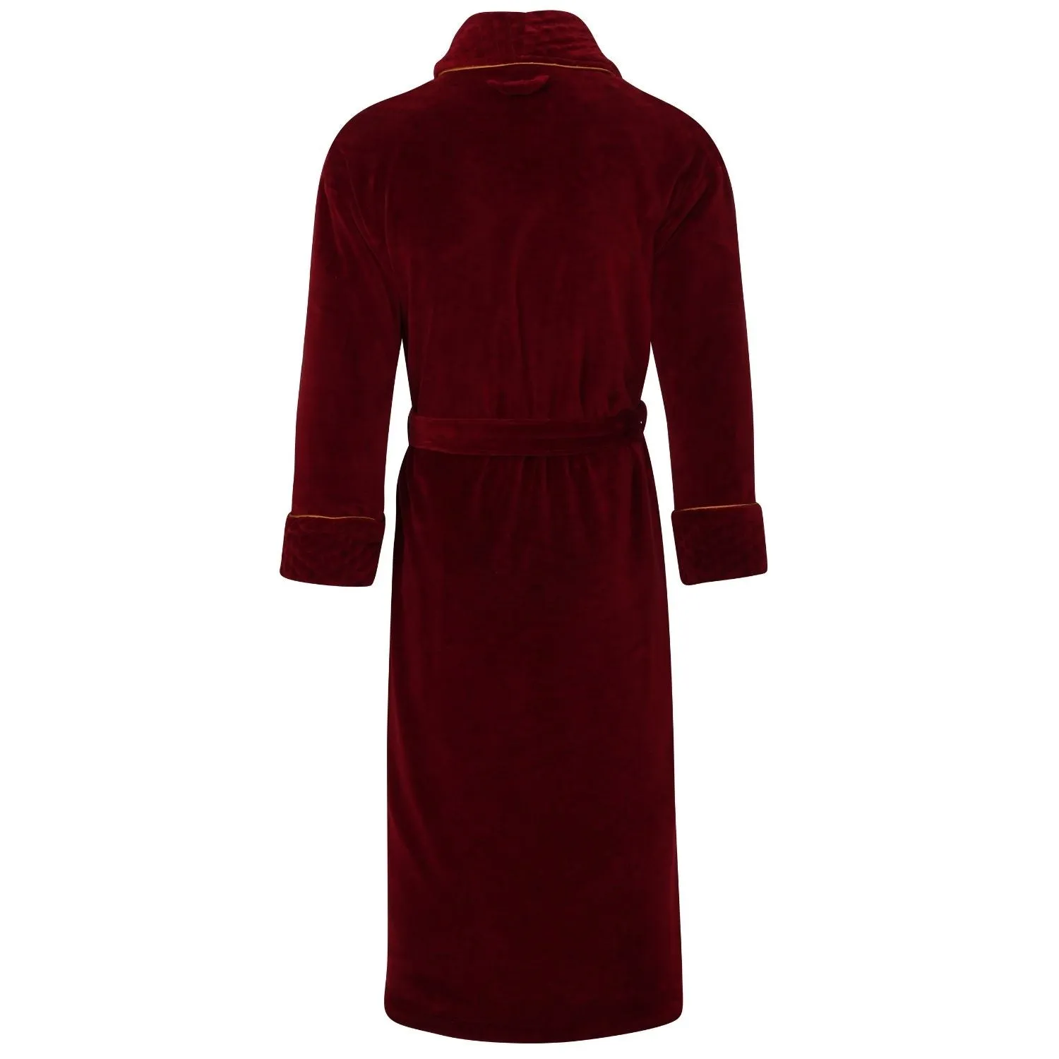 Donington Long Velvet Smoking Jacket in Burgundy