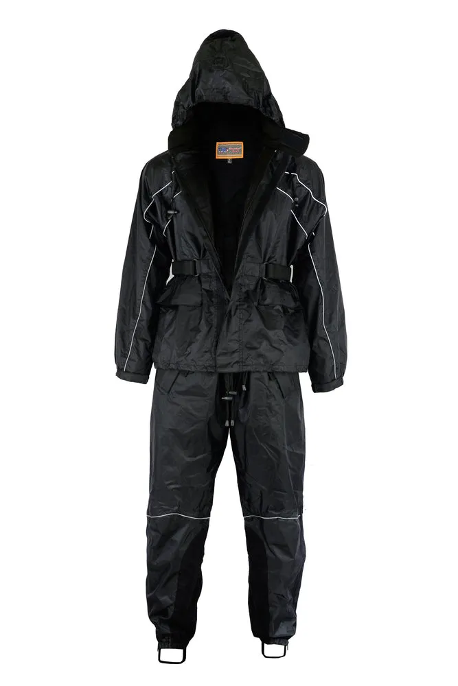 DS590BK All Black Motorcycle Rain Suit