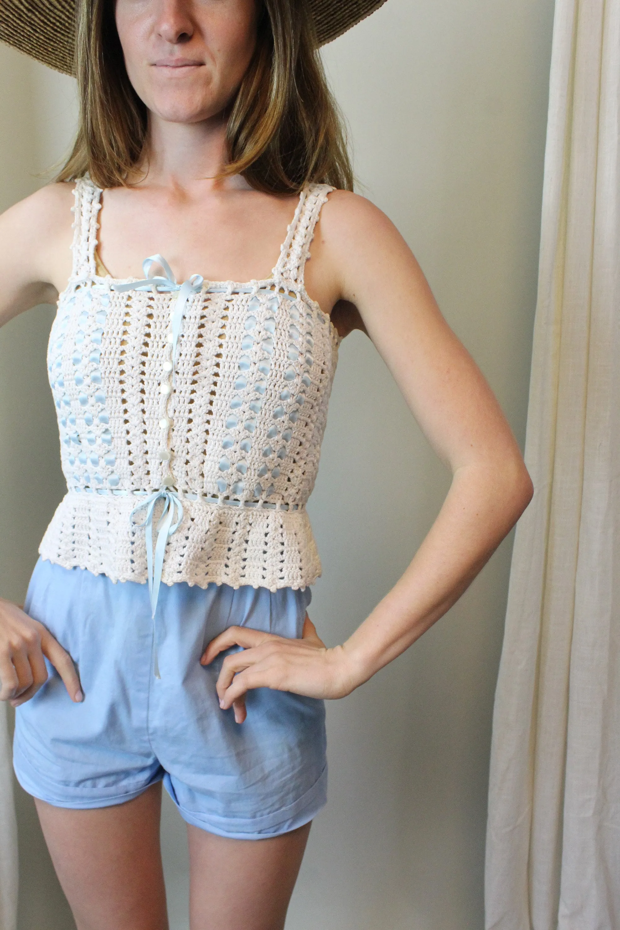 EDWARDIAN antique top crochet lace camisole xs | new spring