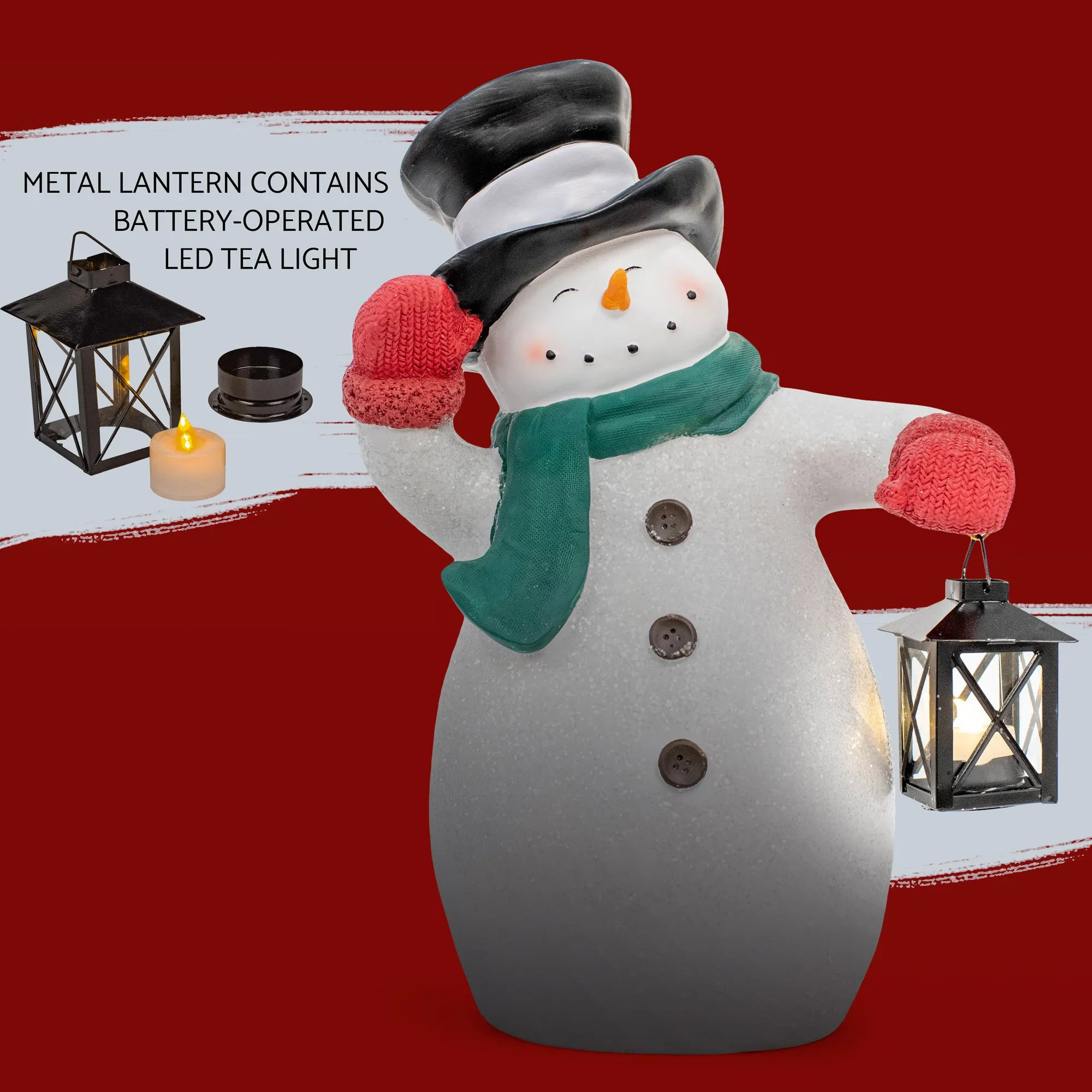 Elanze Designs Waving Snowman 17 inch Resin LED Christmas Door Greeter Figurine