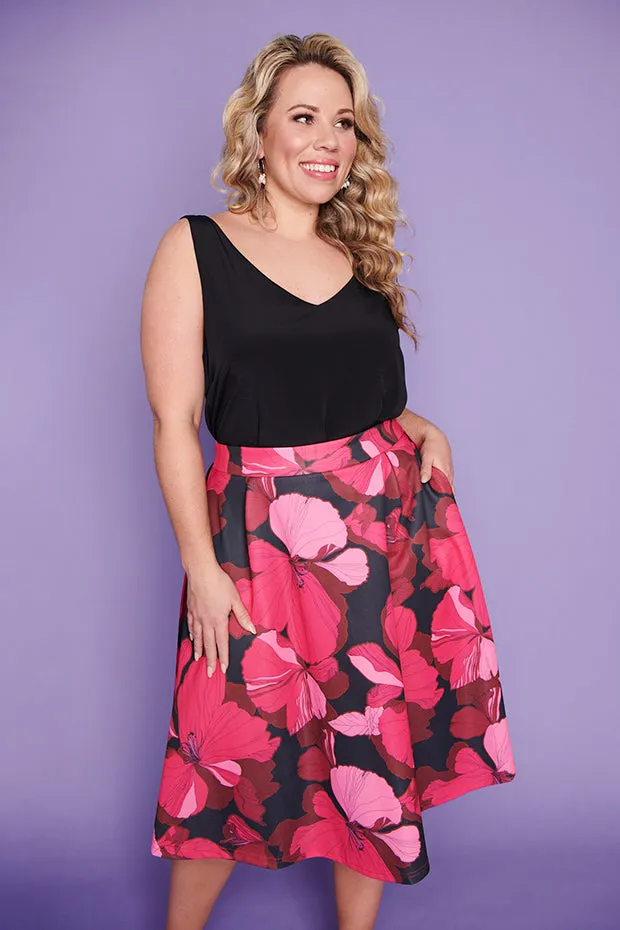 Elena Pink Hibiscus Party skirt