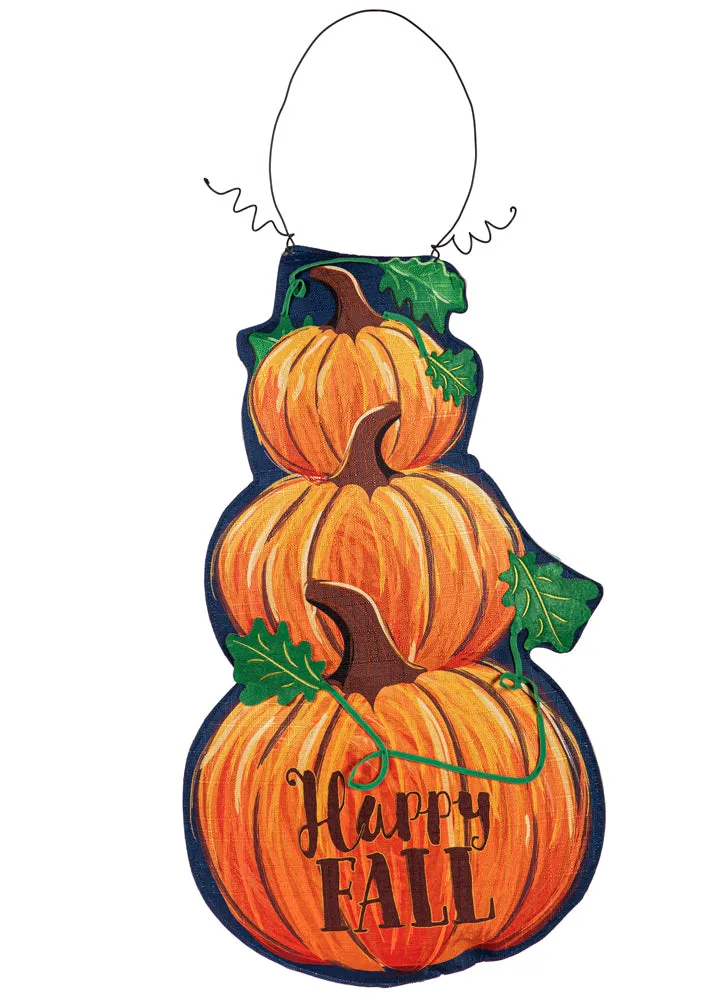 Fall Stacked Pumpkins Winter Snowman Double by Evergreen