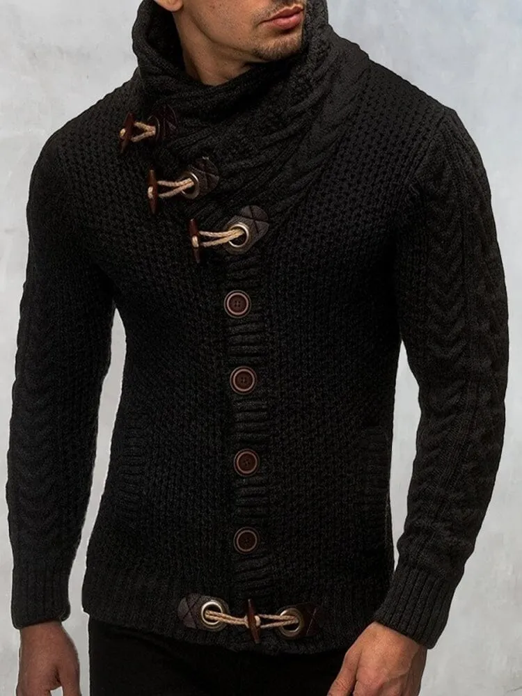 Fashion Knitted High Collar Button Sweater