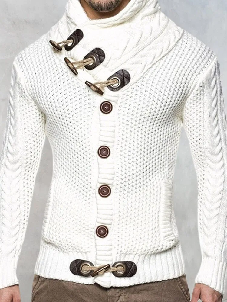 Fashion Knitted High Collar Button Sweater