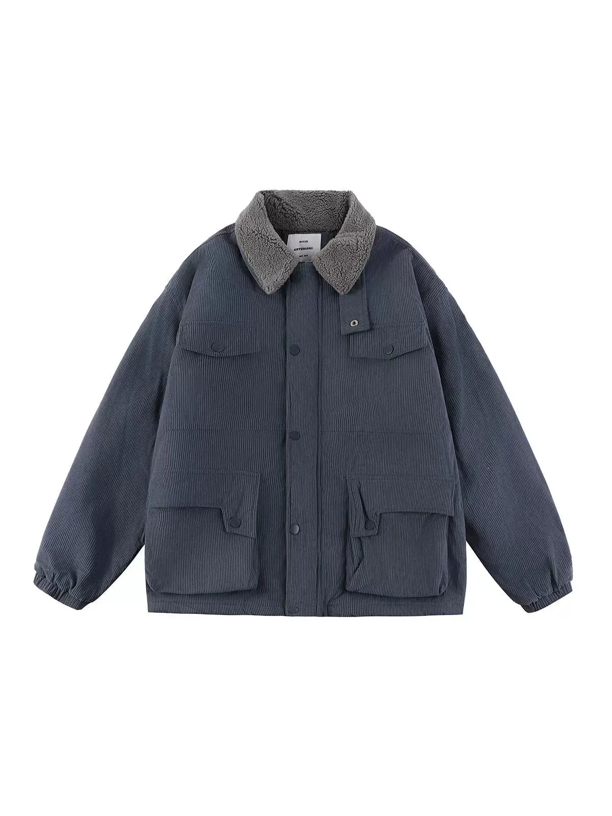 Faux Shearling Collar Corduroy Jacket