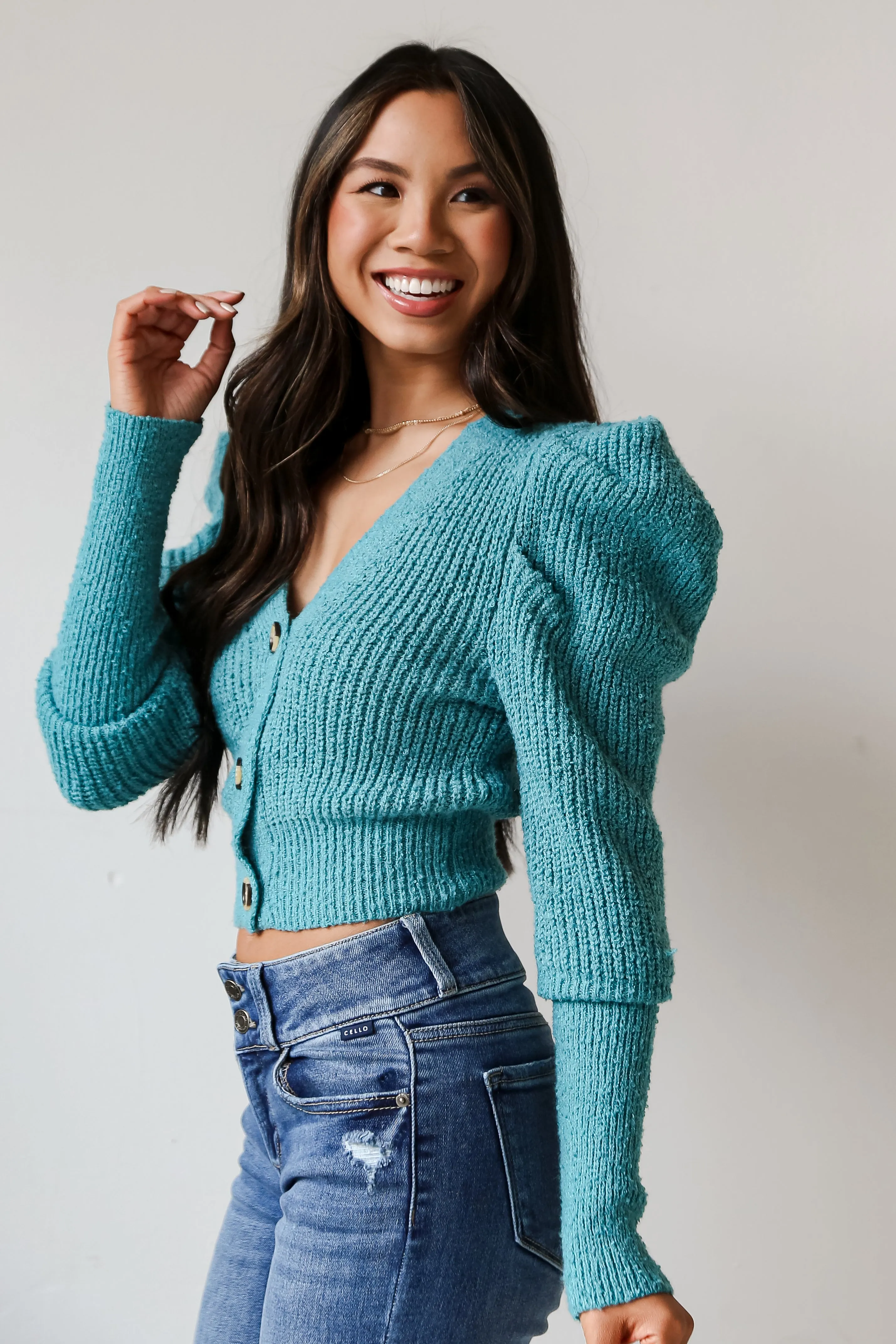 FINAL SALE - From The Heart Teal Sweater Cardigan