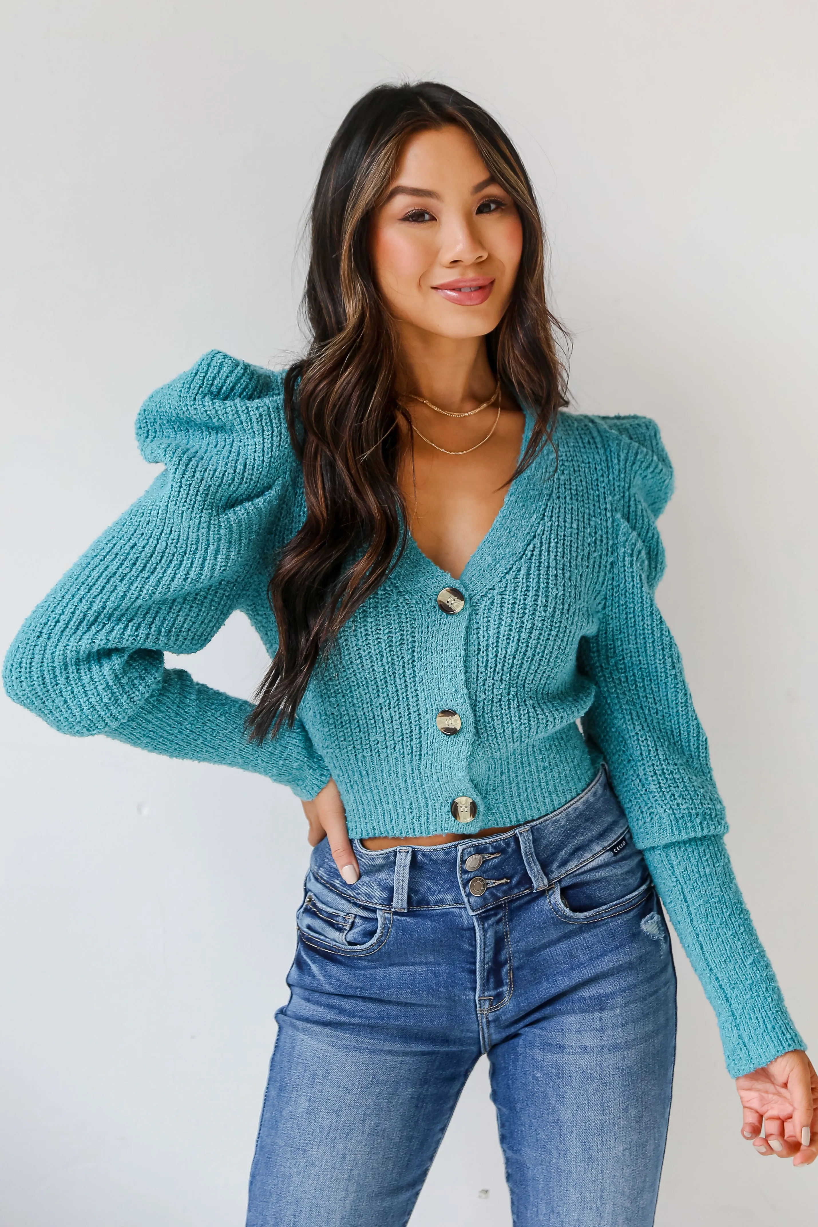 FINAL SALE - From The Heart Teal Sweater Cardigan