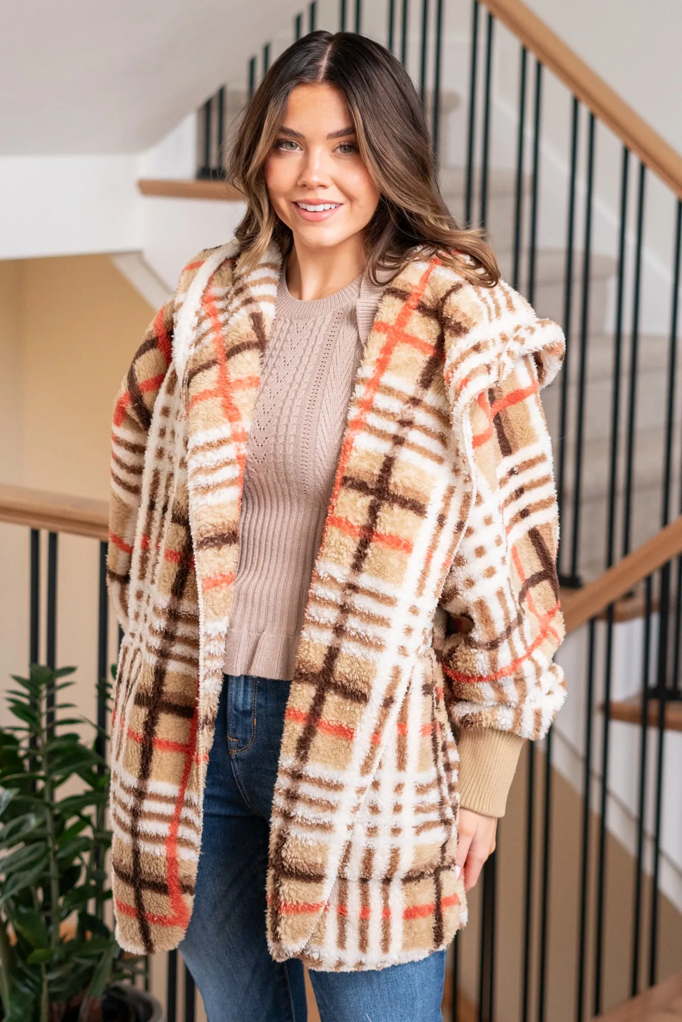 Flannel Plaid Sherpa - Taupe Mix